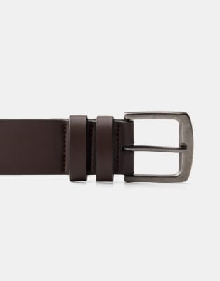 Bershka - Ceinture large en imitation cuir - Marron