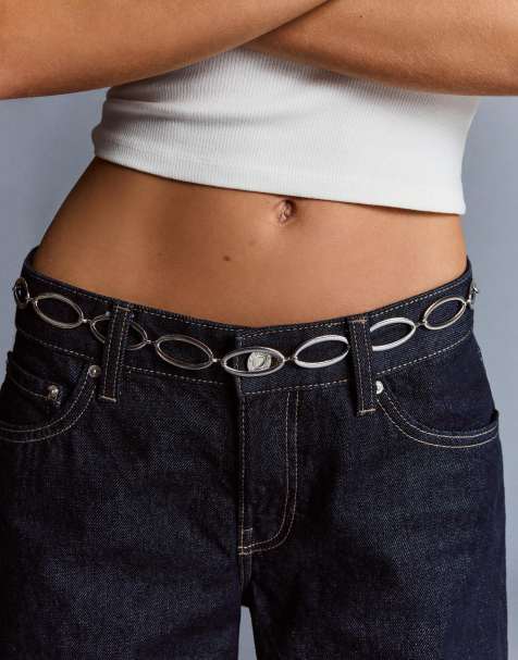 Bershka Chain belt with rings in silver - view 1