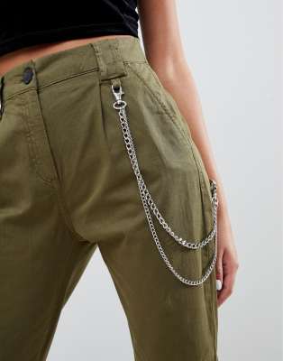 bershka cargo pants with chain
