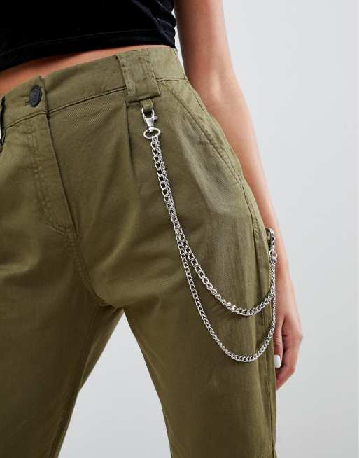 Cargo pants with chain bershka sale