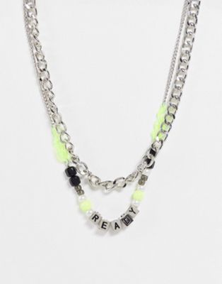 Bershka chain necklaces with beads in silver