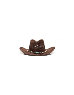 Bershka - Chapeau de cowboy avec coquillages - Marron