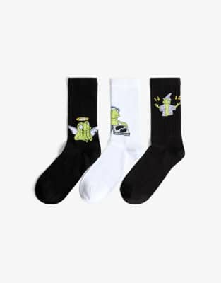 Bershka - Chaussettes imprimées - Blanc