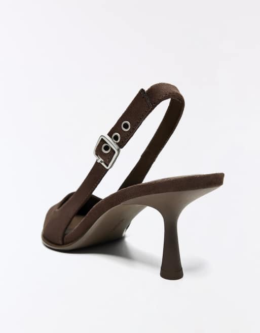 Bershka - Chaussures à bride arrière et petit talon - Marron, 7 de 7