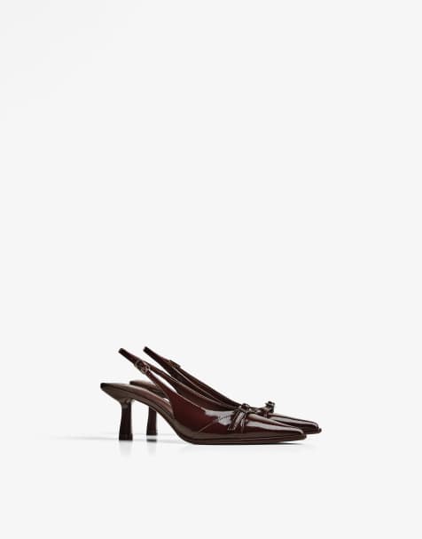Bershka - Chaussures à petit talon et bride à boucle - Bordeaux - view 1