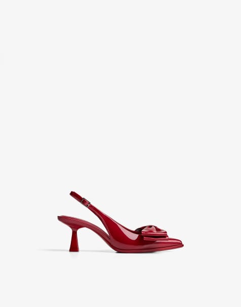 Bershka - Chaussures à petit talon et nœud - Rouge - view 1