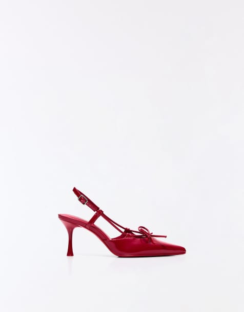 Bershka - Chaussures à talon haut et bride arrière - Rouge - view 1