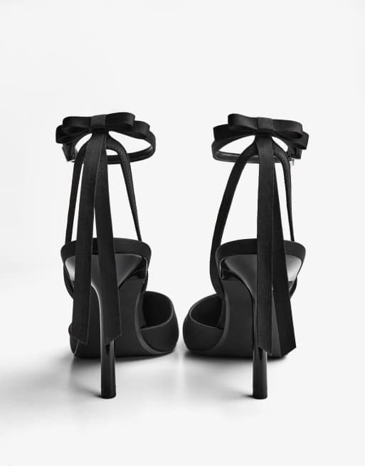 Bershka - Chaussures à talon haut et nœud - Noir, 4 de 4