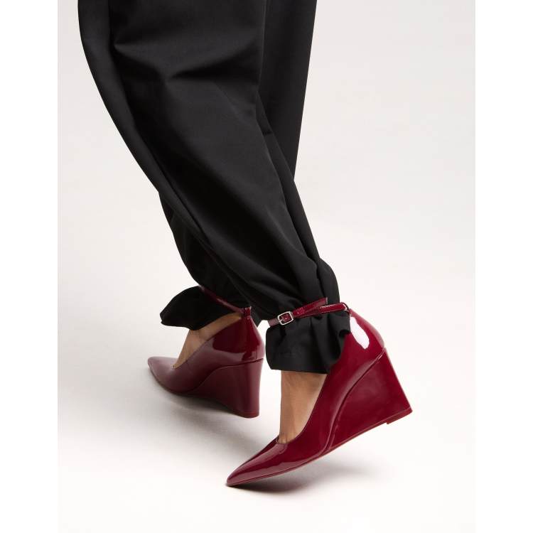 Talon Haut Sandales Compensees Rouges OSMOSE SHOES PARIS, Compensé