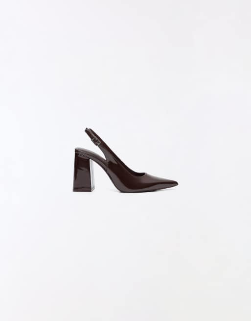 Bershka chaussures slingback à talon carré marron, 7 de 7