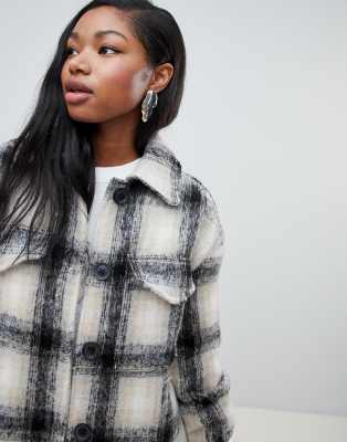 Bershka on sale plaid coat