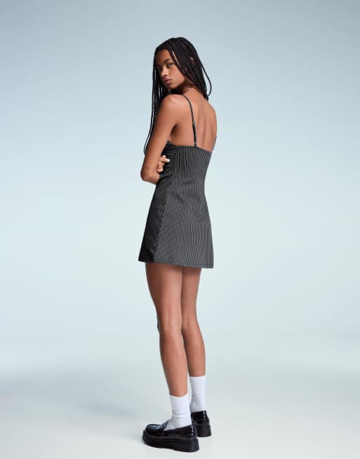 Bershka Check mini dress in grey | ASOS