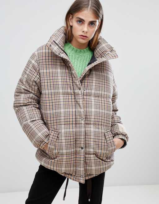 Bershka check padded coat