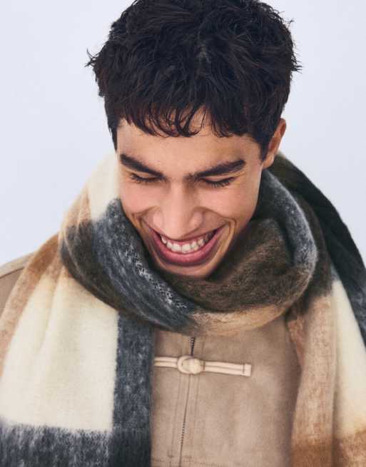 Bershka Check scarf in brown, 3 of 6