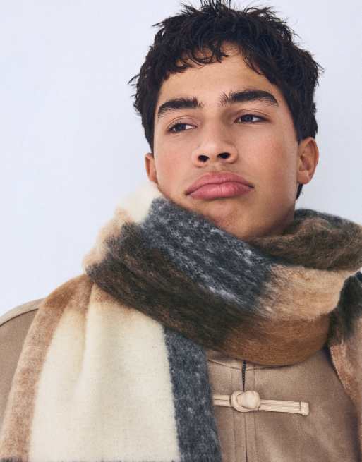 Bershka Check scarf in brown, 4 of 6