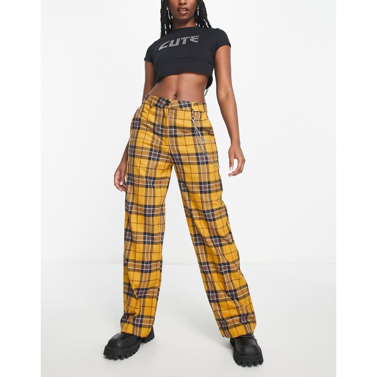 Yellow black best sale plaid pants