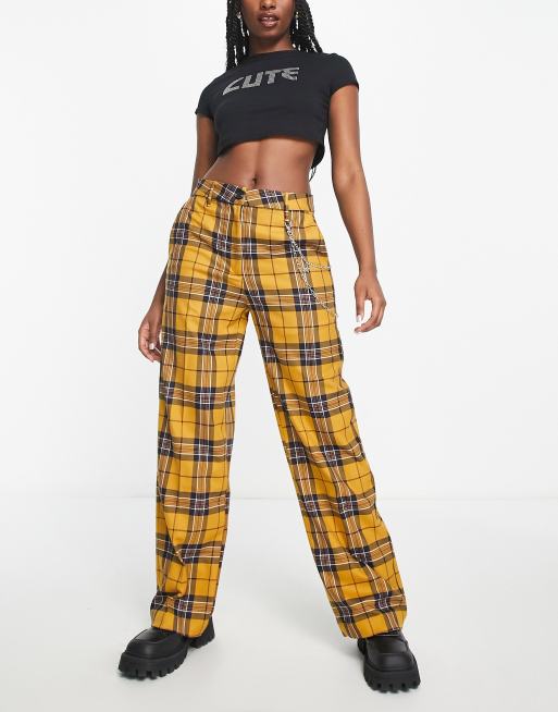 Stradivarius yellow tartan sales trousers