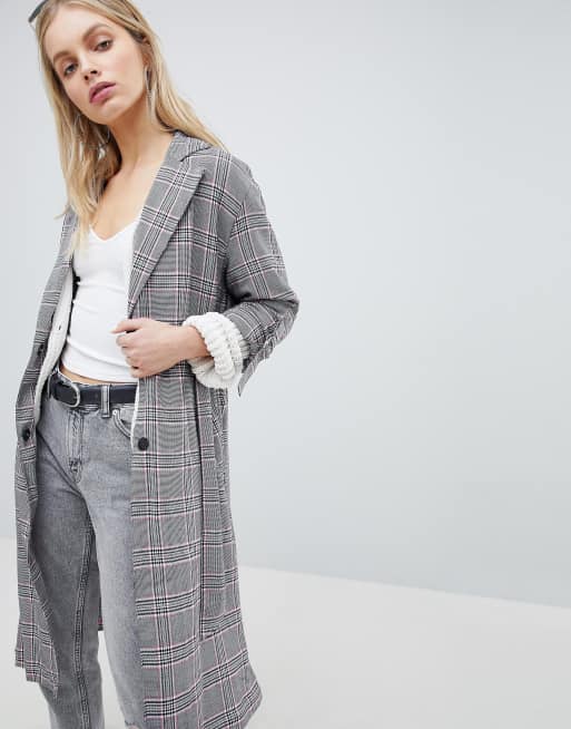 Bershka Check Trench | ASOS