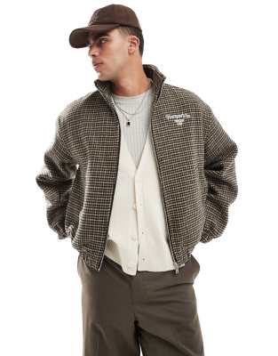 checked bomber jacket in brown