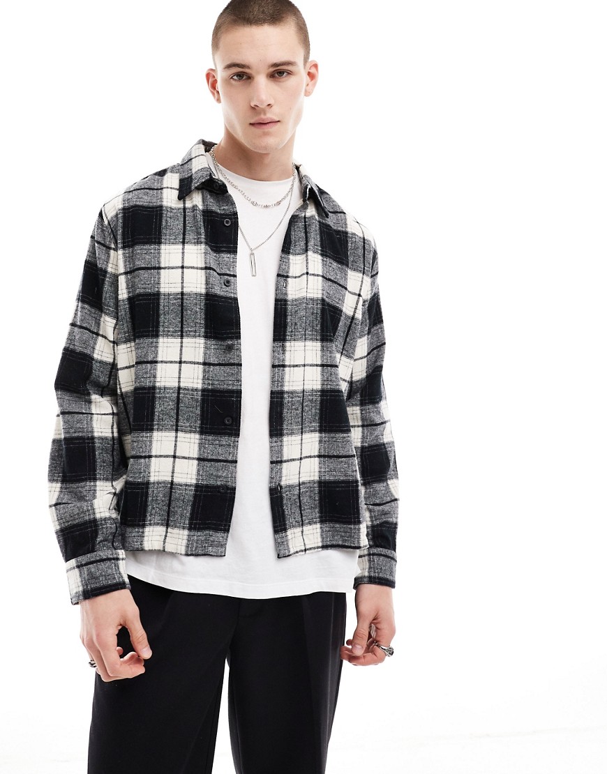 checked long sleeve shirt in black