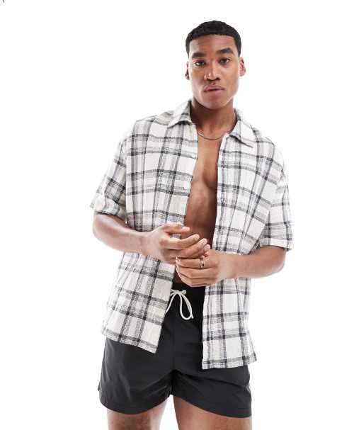 Bershka checked shirt in grey - view 1