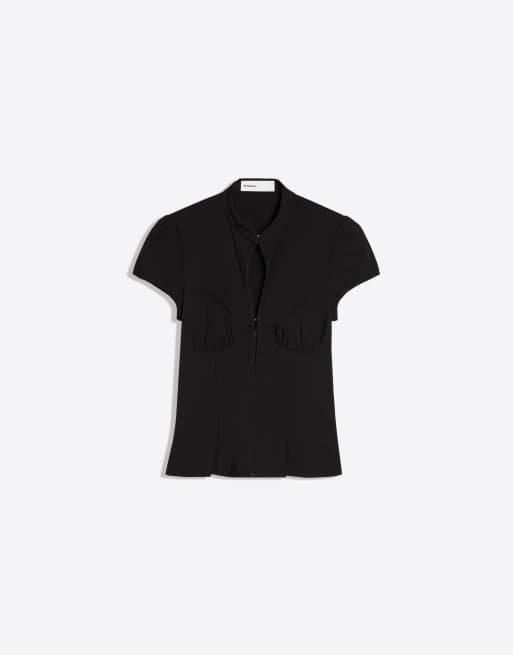 Bershka - Chemise à manches courtes avec fermeture à boutons-pression - Noir, 5 de 5