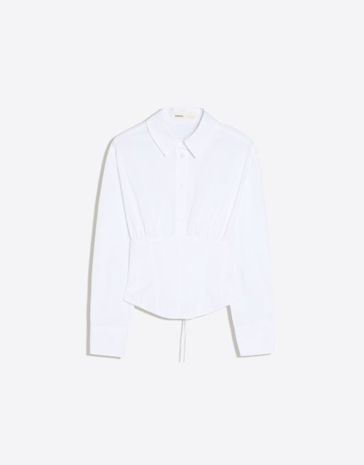 Bershka chemise à manches longues effet corset blanche, 5 de 5