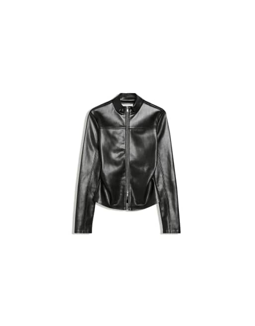 Bershka chemise ajustée effet cuir zippée noire, 2 de 4