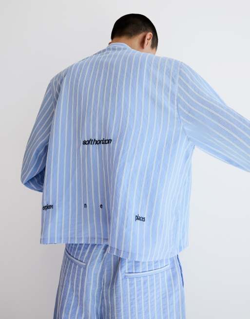 Bershka - Chemise brodée à manches longues - Bleu clair, 2 de 4