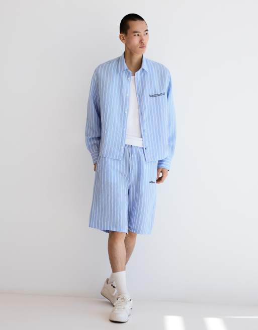 Bershka - Chemise brodée à manches longues - Bleu clair, 4 de 4