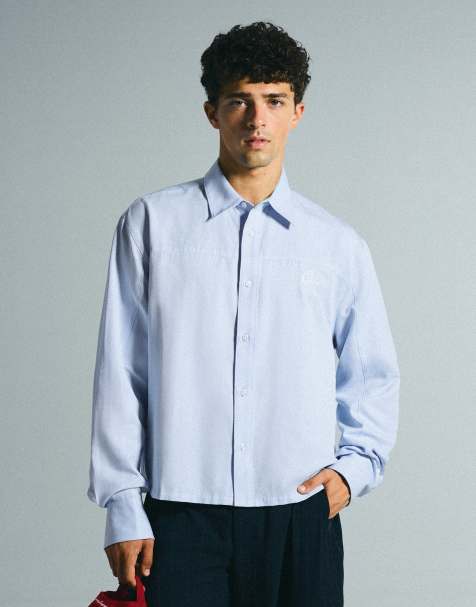 Bershka - Chemise coupe carrée à manches longues - Bleu clair - view 1