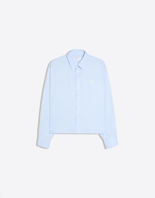 Bershka - Chemise coupe carrée à manches longues - Bleu clair, 5 de 5