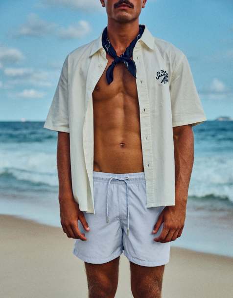 Bershka - Chemise coupe carrée à manches longues et broderies - Écru - view 1