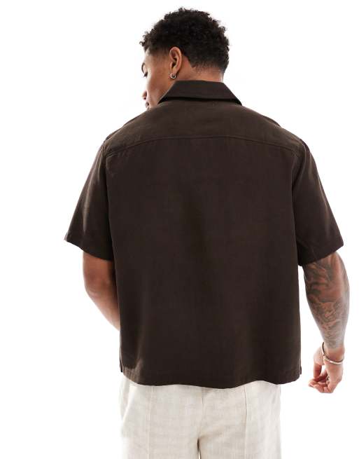 Bershka - Chemise de qualité supérieure avec poche - Marron, 4 de 4