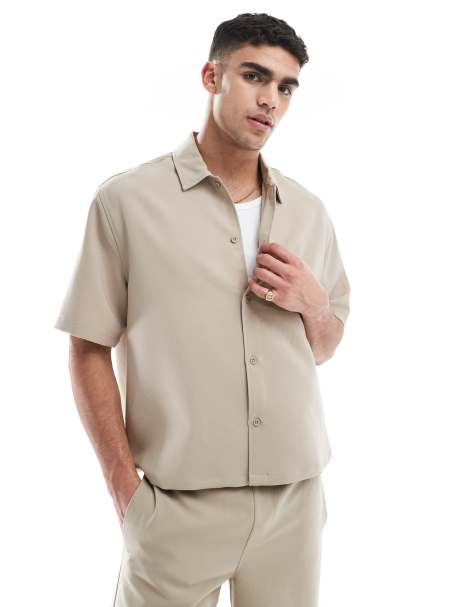 Bershka - Chemise d'ensemble de qualité supérieure - Beige - view 1