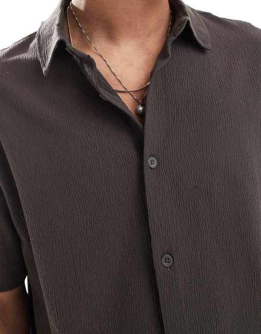 Bershka - Chemise d'ensemble plissée - Anthracite, 3 de 4