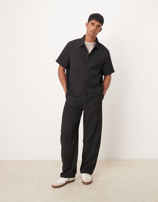 Bershka - Chemise d'ensemble plissée avec poches - Noir, 2 de 4