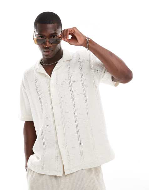Bershka - Chemise en maille crochetée - Blanc - view 1