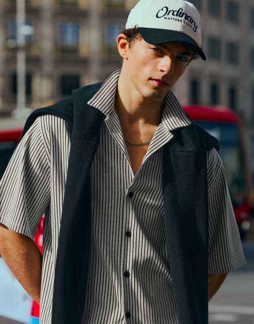 Bershka - Chemise imprimée coupe carrée à manches courtes - Bleu, 3 de 4