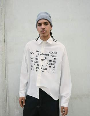 Bershka - Chemise imprimée coupe carrée - Blanc