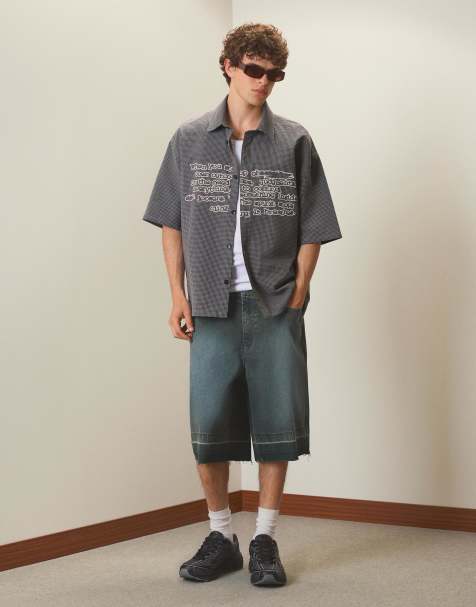 Bershka - Chemise oversize à carreaux - Noir - view 1