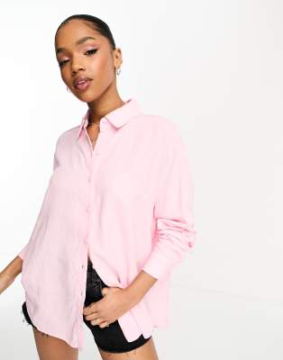 Chemise Crop Bershka Rouge Et Blanc - Taille S - Occasion Comme Neuve
