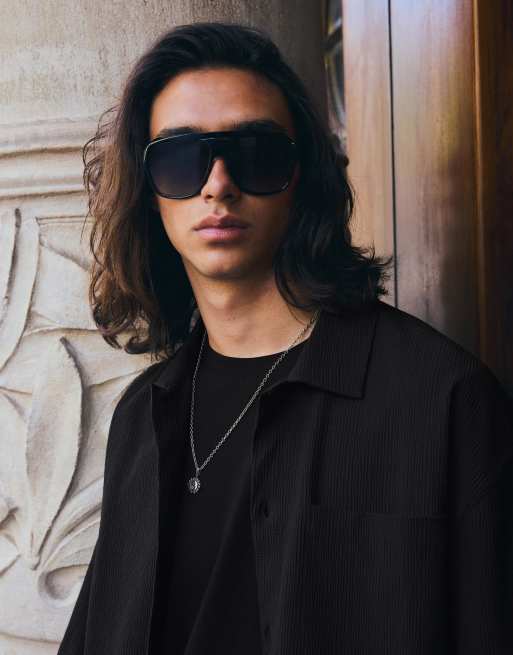 Bershka - Chemise plissée coupe carrée à manches courtes - Noir, 3 de 4