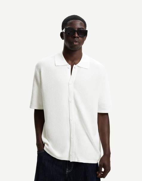 Bershka - Chemise texturée à manches courtes - Blanc - view 1