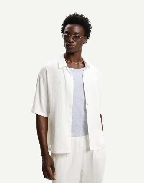 Bershka - Chemise texturée à manches courtes - Blanc - view 1