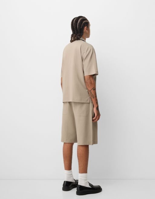Bershka - Chemise zippée en coton - Sable, 2 de 4