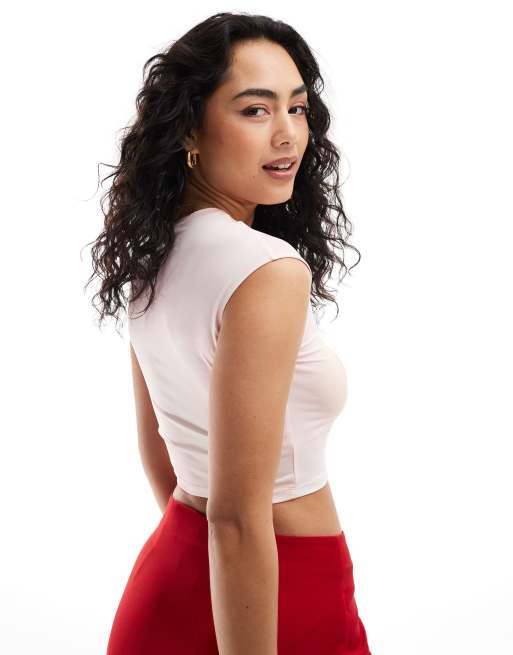Bershka cherry print baby tee in pink | ASOS
