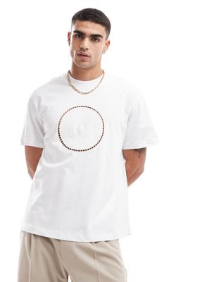 chest embroidered t-shirt in white