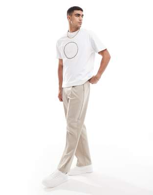 Bershka Chest Embroidered T-shirt In White
