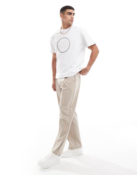 Bershka chest embroidered t-shirt in white - view 1